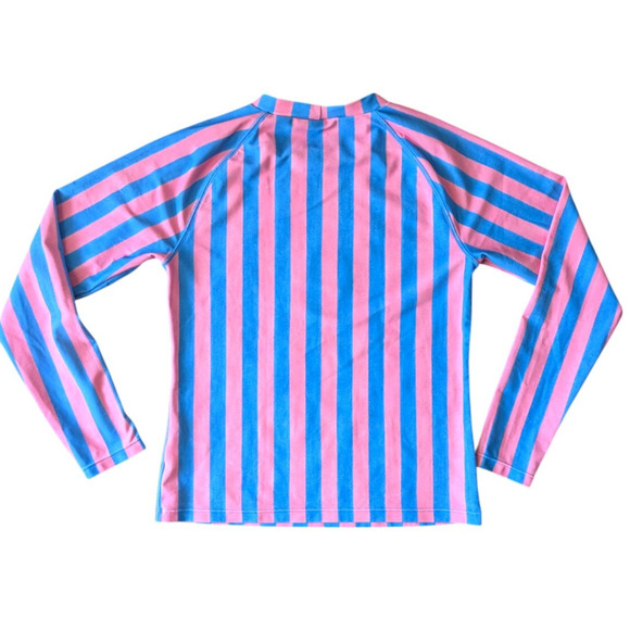 Crewcuts x SZ Blockprints Pink Blue Striped Rash Guard Girls 12 Youth J Crew - Picture 2 of 7